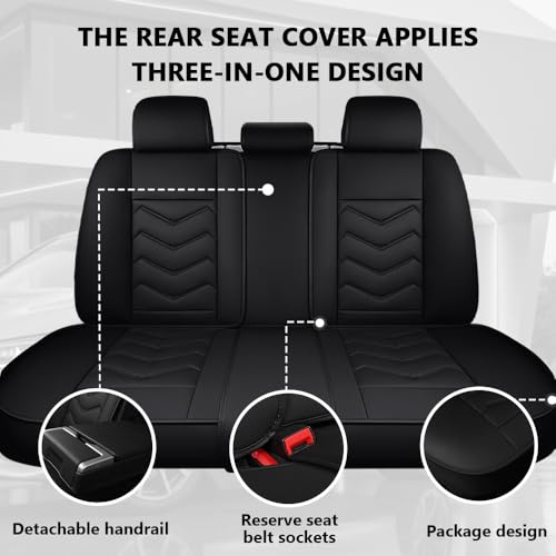 SZXJ Full Set Seat Covers for Chevrolet Chevy Avalanche 2007-2013,Waterproof Nappa Leather Full Coverage Car Seat Protector, Anti-Slip & Airbag Safe Auto Interior Covers(Pure Black)