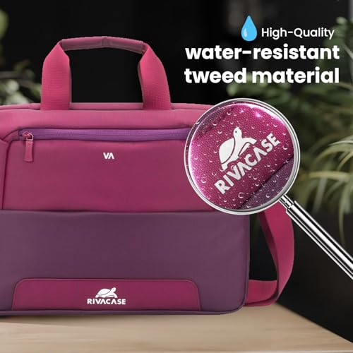 Image of RivaCase Suzuka 7727 Laptop Bag Water Resistant Polyester Fabric fits most popular Macbook Laptops Ultrabooks 13.3 to 14 inches Computer Bag for Women /Men /Travel /Business Style Briefcase Claret Violet