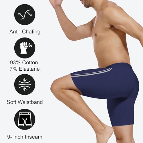Image of Long Underwear for Men Cotton Long Leg Boxer Briefs for Man Trunks Breathable Innerwear Men's Underwear for Gym Workout Anti Chafing Long Trunks for Man