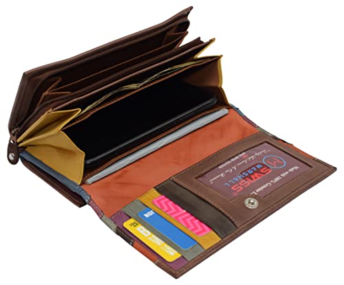 Womens Leather Wallets RFID Blocking Large Capacity Credit Cards Holder Phone Clutch (Multicolor)4