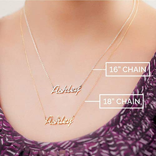 Tsd 14K Yellow Gold Personalized Name Necklace With A 16" Chain In Flourish Font By Jewlr* #TOP6