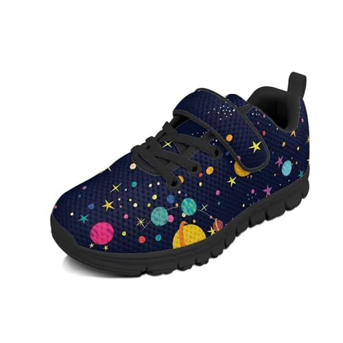 Little Kid Shoes for Boys & Girls Breathable Tennis Running Sneakers for Kids Galaxy Space Planet Pattern