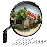 Eidoct Safety Mirror, Convex Traffic Mirror with Wall Mount Bracket Adjustable, Wide Angle Driveway, for Garage, Traffic, Driveways, Office, Courtyard, Warehouse(30 cm / 12”)