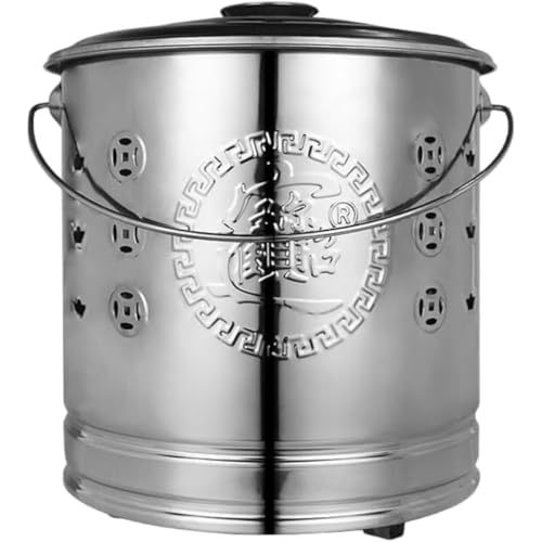 TATSUTOMO 焼却炉 焼却バレル 焼却器インナータンク付き 鋼の燃焼バレル焼却炉ケージの火ピットヤードの残骸の燃焼炉 焼却炉 庭の紙の葉のゴミの木の裏庭のたき火 家庭用 (シルバー,口径:36.5cm 高さ:38cm)