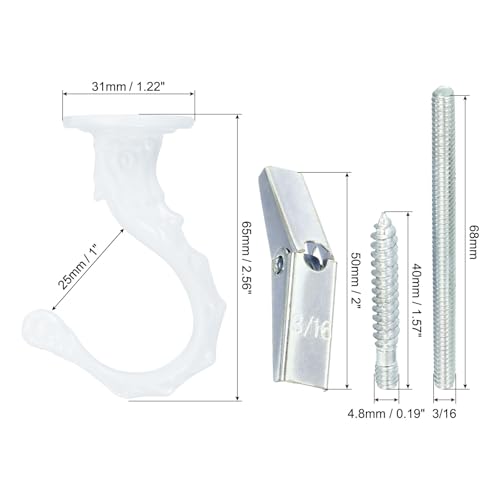 Image of PATIKIL 2.6 inch x 1.2 inch Ceiling Hook, 2 Pack Orchid Swag Hooks with Mounting Hardware for Indoor and Outdoor Plant Hanging, White