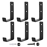 MANMILAI Towel Hooks Heavy Duty Black Wall Hooks Super Thick Pure Metal, Double Hole Screw Installat