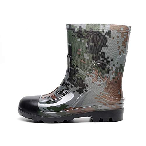 Image of Man Knee High Rubber Rainboots Camo Waterproof Rubber Boots for Garden Man Rain Footwear Size