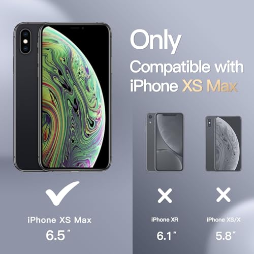Image of GoldKart iPhone Xs Max Case Wavy Edge Clear Back Design, Anti-Slip Grip Cute Wave Curly Frame Shape Shockproof Soft TPU & Hard PC Bumper Protective Phone Case Cover for Women Girls - Black