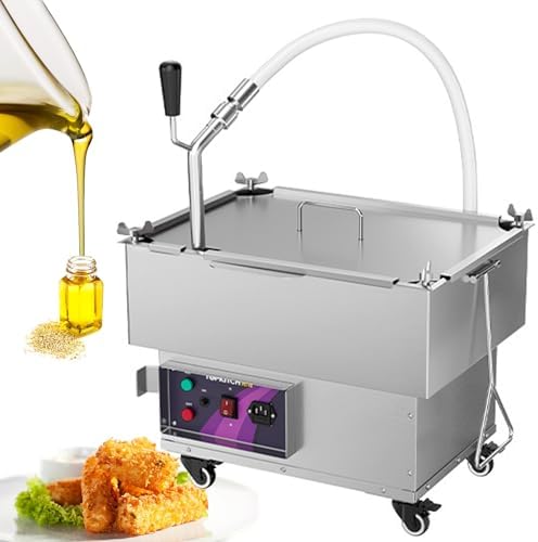 Efficient 250W Commercial Deep Fryer Oil Filter Machine with Pump & Hose, 55L Capacity for Restaurants & Food Stalls - Enhance Oil Life & Frying Quality
