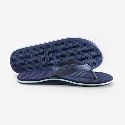 Image of Hari Mari Dunes Women's Rubber Flip Flops, Navy, Size 6 | Non-Slip, Water-Resistant, Memory Foam Straps, Arch Support