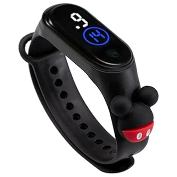 Shubhkamna Latest Collection Touch Button Silicone Smart Digital Creative Design LED Band with Cartoon Bracelet Watch - Kids Boys and Girls Watches (Black)