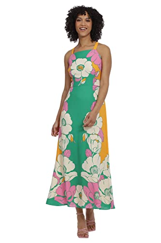 Maggy London Women's Bold Colorful Fun Printed Georgette Maxi Dress