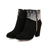 NUANXIN Fashionable water drill frosted thick heel short boots
