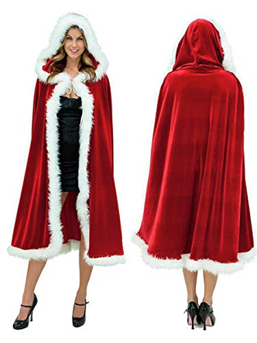 Ca Mode Women Christmas Mrs Santa Claus Cloak Xmas Costume Cappa Cloak Cape,Red,39" #TOP3
