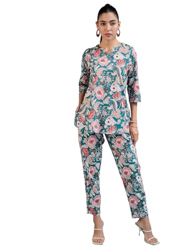 Image of Bee M Pee Designer Stylish Cotton Blend Floral Print Kurta Pant Co ord Cord Suit Set for Women