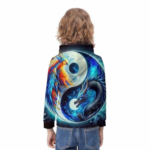 Pull à capuche 3D Yin-Yang chaud et confortable manches longues - 4