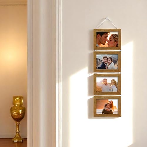Image of Art Street Sythentic Wood Wall Mount Rectangular Photo Frame (5 x 7 inch, Gold)