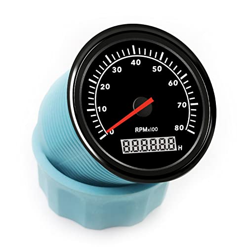 Dunkteam Universal Marine Tachometer Gauge Outboard Waterproof 85Mm 0-8000 Rpm With Red Backlight Hour Meter For Boat Car Motorcycle 12V/24V #TOP1