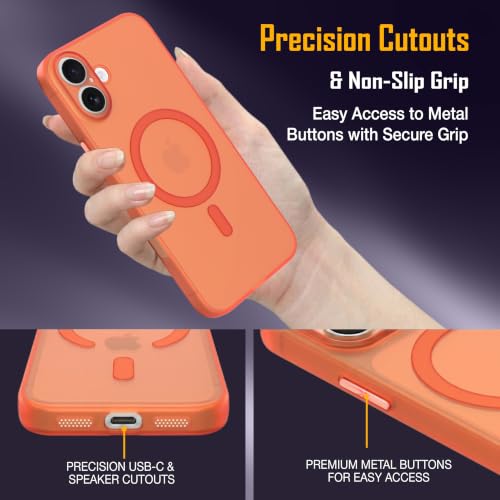Image of ZAP CASE Paper Thin Case for iPhone 16 Plus | Ultra-Slim 0.5 mm Back Cover | Metal Buttons | Lightweight | Matte Finish | Anti-Fingerprint | Scratch Resistant | Camera Protection | Magsafe | Orange