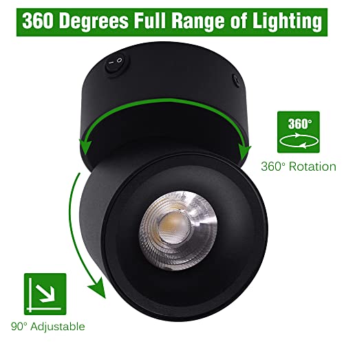 Homdec 2 Pack 12V Rv Led Cob Ceiling Spotlight Downlight With Switch, Surface Mounted 360° Adjustable Dimmable Rv Wall Light Accent Lamp, 12 Volt Rv Reading Lamp For Boat Camper Truck Trailer Caravan #TOP4