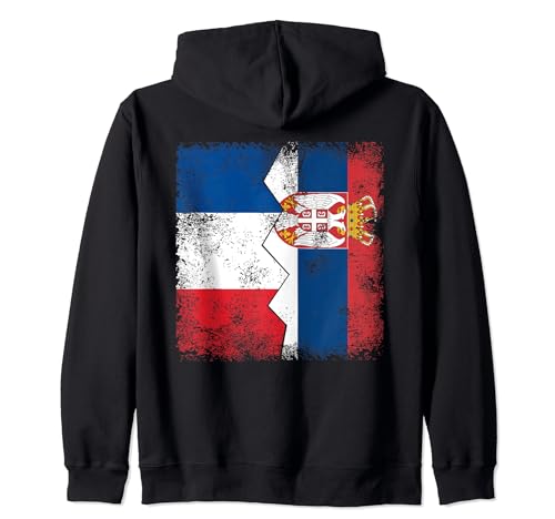 Banderas de Francia Serbia | Medio Serbio Raíces Francesas Vintage Sudadera con Capucha