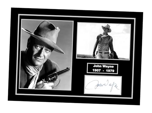 Póster A3 de John Wayne, réplica firmada ideal para salón retro