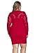 Cfanny Women's Lace Nude Illusion See Through Sleeves Bodycon Dress,Red,Small