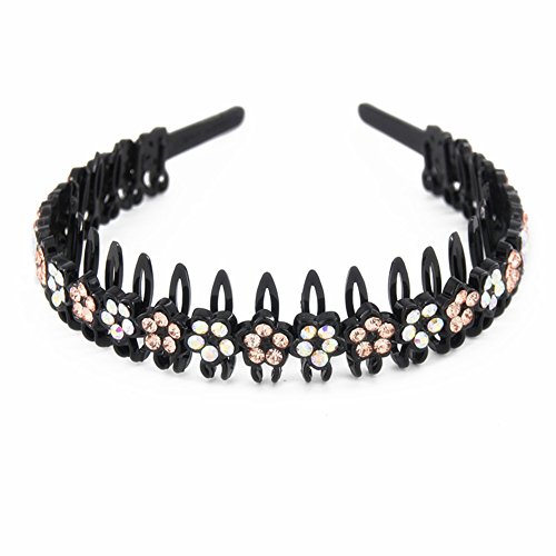 Yeshan Rhinestone and Crystal Teeth Comb Plastic Hairband Hair Hoop Headband for Women,Champagne