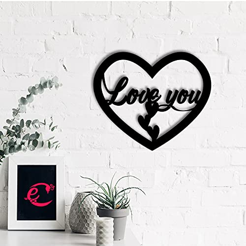 Image of eCraftIndia Love You Hearts Wooden Wall Decor for Living Room Bedroom| Home Wall Decor Items | Wall Art for Home Decor Valentine Gift for Girlfriend Boyfriend Husband Wife Her Him|Valentine Decoration