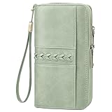 FALAN MULE Portafoglio da Donna Grande, Portamonete Vintage in Pelle per Donna Portafogli con Protezione RFID Portafoglio con Scomparti per Carte e Tasca per Cellulare