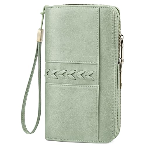 FALAN MULE Wallet for Women RFID Blocking Leather Large Capacity Zip Around Ladies Card Holdr Phone Purse Wristlet