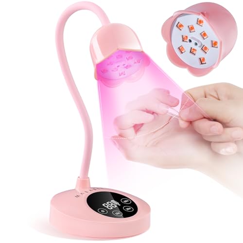 Image of Makartt UV Nail Lamp: Flash Cure lamp UV Light for Gel Nails Polish Luminoza 30mW /cm Rechargeable LED Nail Light with 4 Timers & Auto Sensor Fast Curing Goosenecks Lamp for Home DIY Manicure (Pink)