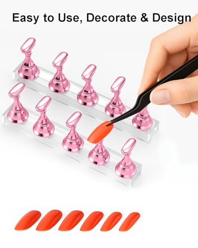 Set de práctica para uñas con soporte acrílico rosa y 10 imanes miniatura 3