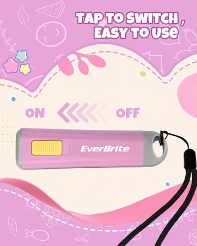 Image of EverBrite Small Flashlight, Mini LED Flashlight, Plastic Torch Use for Emergencies, Camping, Outdoor with Lanyard 3AAA Battery Included, Pink