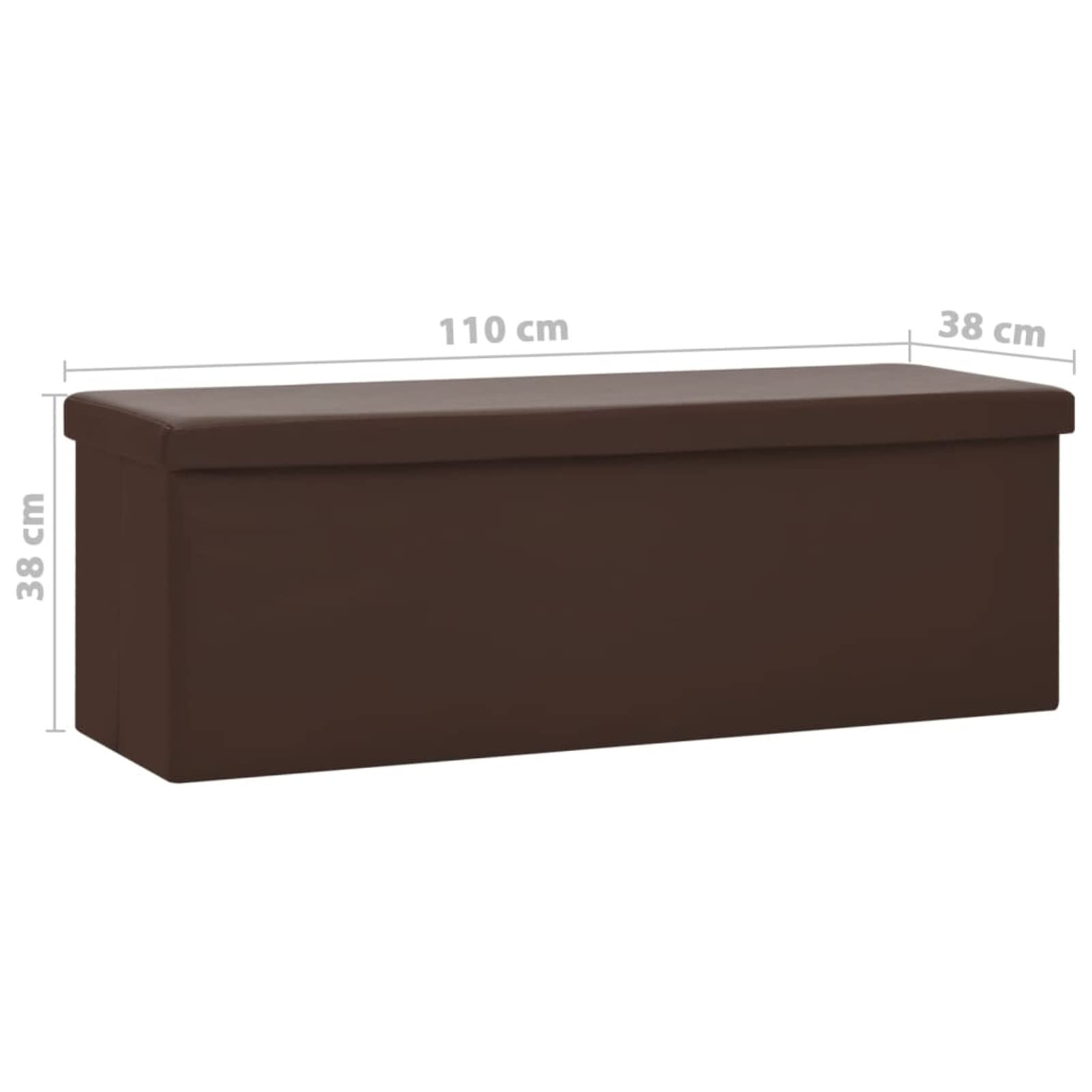 Gecheer Banc de Rangement Pliable Marron PVC, Banc à Chaussures, Coffre de Rangement Intérieur, Banc de Rangement pour Entrée, Couloir, Chambre, Salon, Bout de Lit