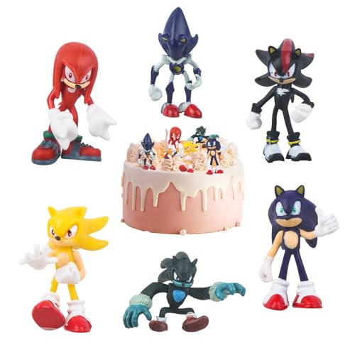 Luclay Cartoon Cake Topper- 6Pcs Soni Figures Cake Decoration Toys Dolls Mini Action Figure Set Birthday Cake Decoration Party Supplies for Kids Girls Boys Birthday Party Baby Shower Decoration