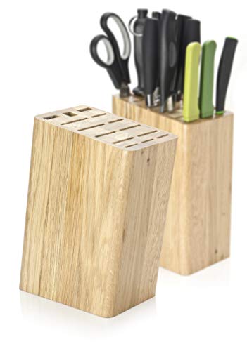 Taylors Eye Witness Empty Solid Wooden Oak Knife Block - Storage and Organiser for Up to 14 Kitchen Knives, Tools Or Utensils.