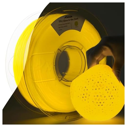 AMOLEN 95A TPU 3D Printer Filament, 1.75mm Glow in The Dark Yellow, Soft TPU Flexible 3D Printing Filament, Best with UV Lamps, 1kg Spool, Dimensional Accuracy +/- 0.02 mm, Fit Most 3D Printers