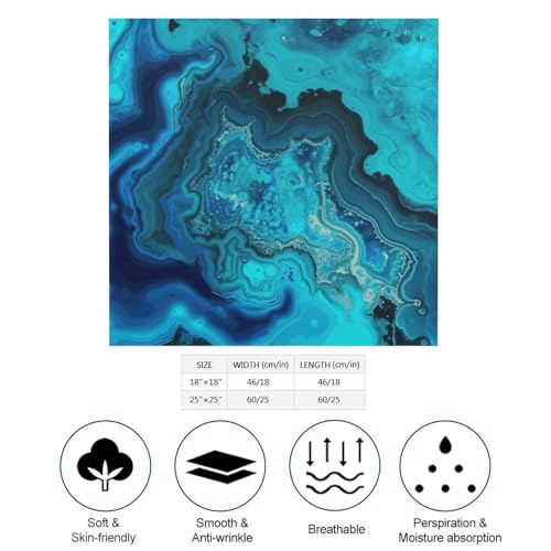 Silk Like Head Scarf for Women Square Breathable Neck Scarf Bright Aqua Blue Turquoise Satin Bandanas Fashion Silk Feeling Scarfs Boho Headwear Sleeping Hair Scarfs 18"×18"2