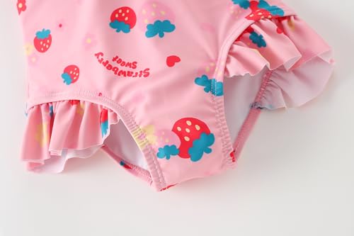 Image of AMIYAN Toddler Girls One-Piece Swimwear Short Sleeve Ruffle Swimsuit Zipper Rash Guard Bathing Suit for Little Girls 1-5Y