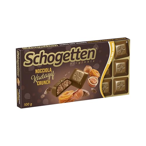 Schogetten Nocciola Kadayif Crunch I 100 g Schokoladentafel I Vollmilchschokolade I praktisch einzeln portioniert I Die neue Sorte des Jahres 2026