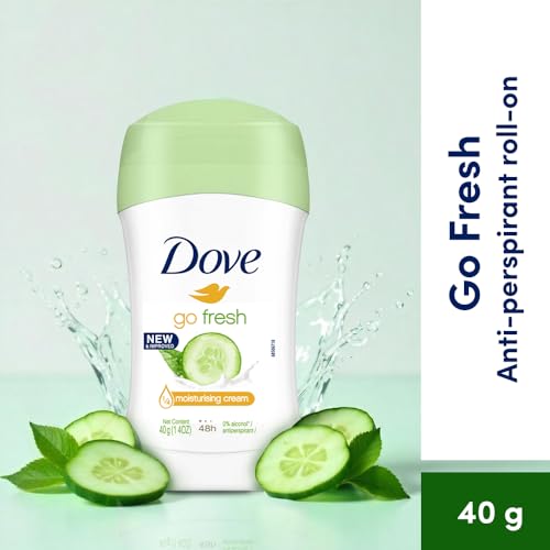 Image of Dove Go Fresh Cucumber & Green Tea Antiperspirant Deodorant Stick | 48-Hour Protection | 1 /4th Moisturising Cream & 100% Natural Caring Oil | 40ml