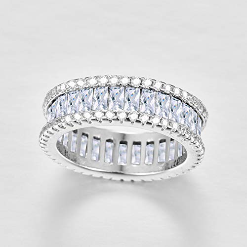 925 Sterling Silver Plated Cubic Zirconia Stackable Eternity Band Ring for Women4