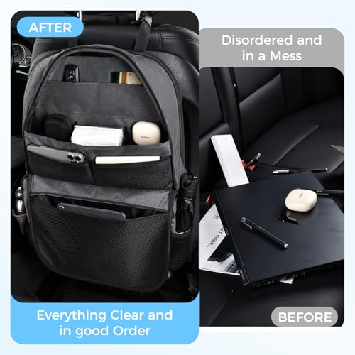 Image of Coverado Backseat Car Organizer 2 Packs, Heavy-Duty Durable Dual-Way Use Car Back Seat Organizer Waterproof with Multi Pockets, Zipper Closure Design, Protect Valuables from Spills, Keeps Car Tidy