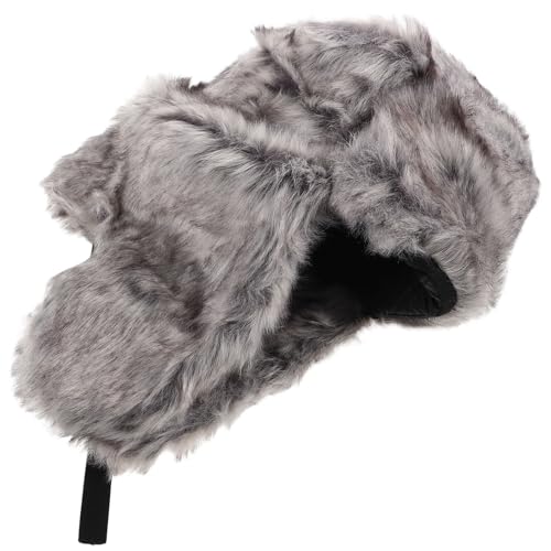 Bonnet Trappeur Gris en Fausse Fourrure de Lapin pour l'Hiver Unisexe par BESPORTBLE
