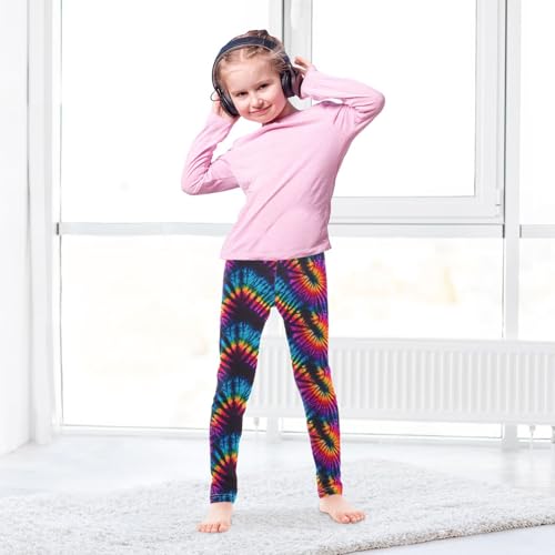 ALAZA Girls' Leggings Children's Yoga Pants Skinny Printed Dance Colorful Tie Dye Comfortable 4T3