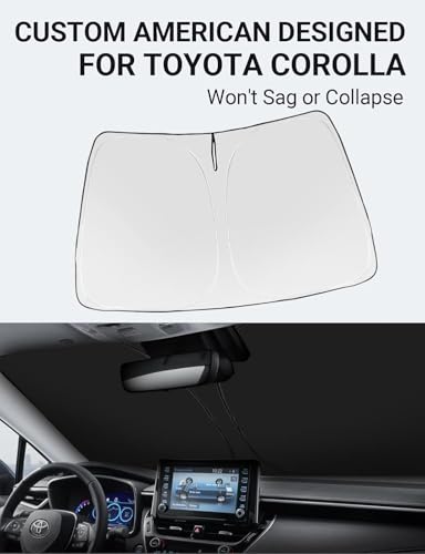Image of Proadsy 2026 Upgrade Windshield Sun Shade Custom Fit Toyota Corolla 2019-2025 2026 4-Layer Foldable Front Sunshade Protector Sun Visor Blocks UV Rays Keep Car Cooler Accessories