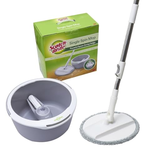 3M Scotch-Brite T6 Single Bucket Compact Microfiber Spin Mop (Refill Available)