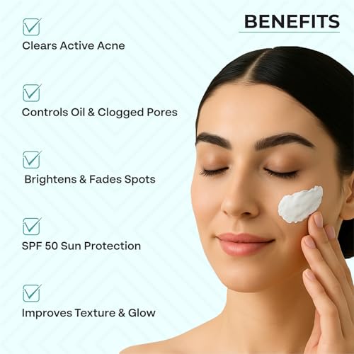Image of Dr. Sakhiya's 4-Step Acne & Pimple Kit for Oily & Acne-Prone Skin | 2% Salicylic Face Wash, Azelaic Day Cream, SPF 50 Sunscreen & Retinol Night Cream | Complete Dermatologist Formulated Routine