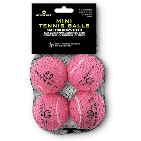 Hyper Pet MINI Tennis Balls for Dogs (Pet Safe Dog Ball Dog Tennis Balls for Exercise & Training) Dog Ball Interactive Dog Toys work with Hyper Pet K9 Kannon MINI Dog Ball Launcher - 4 Pack MINI Pink Cover